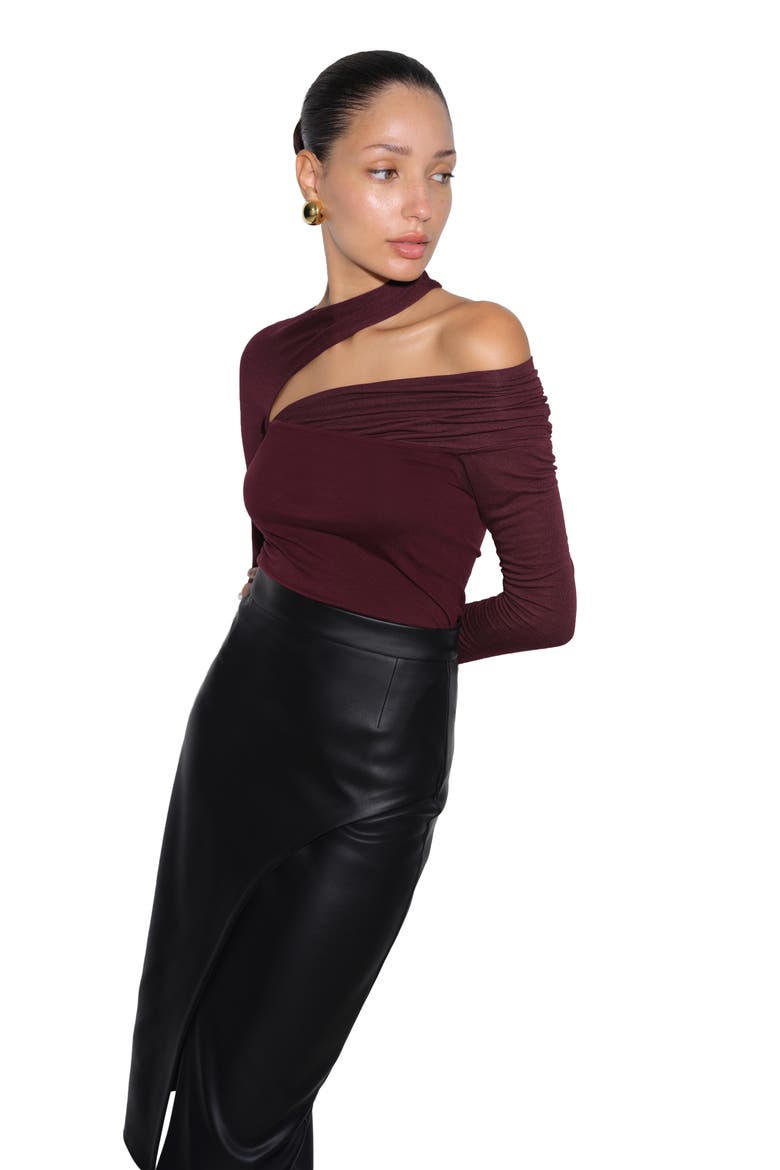 Zola Cutout Stretch Top, Alternate, color, BURGUNDY