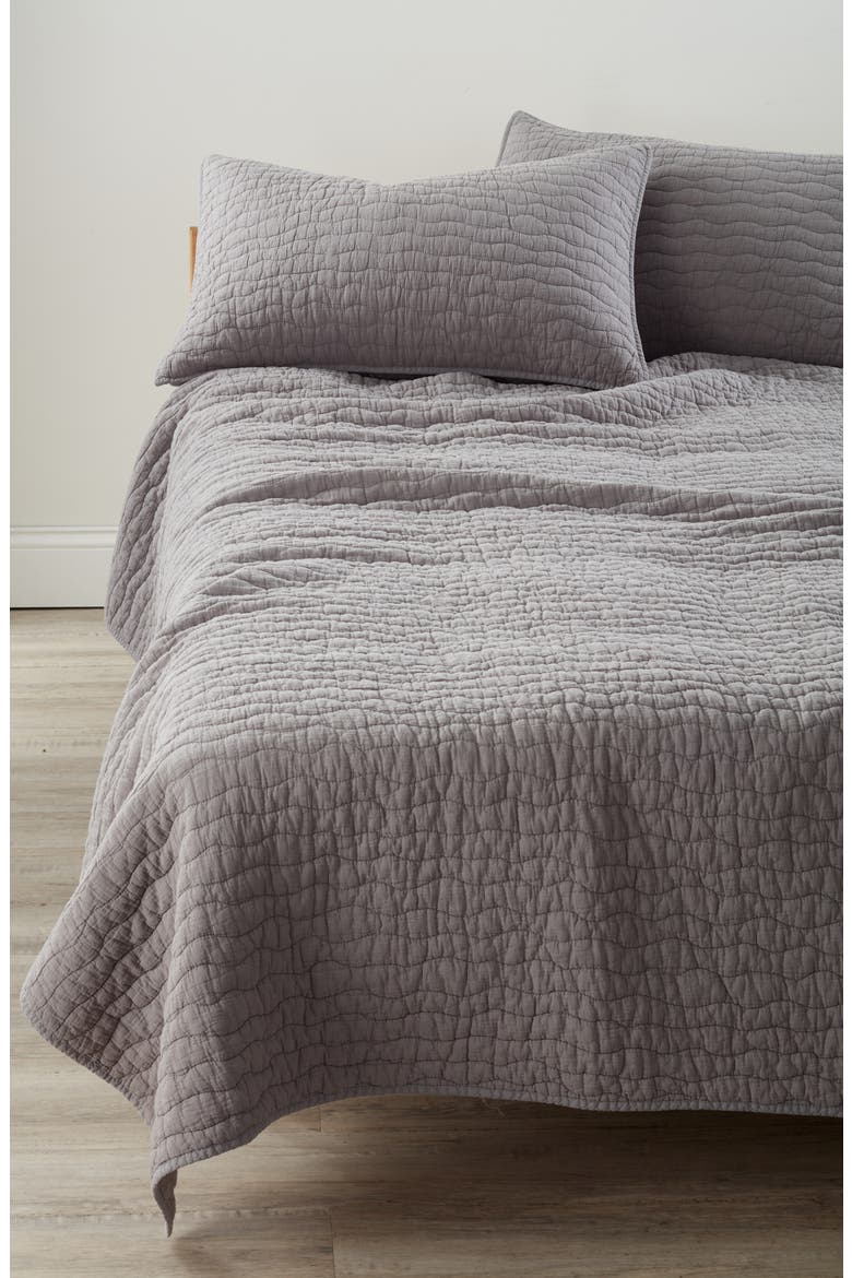 Soft Wash Wave Quilt & Sham Set, Alternate, color, GREY NICKEL