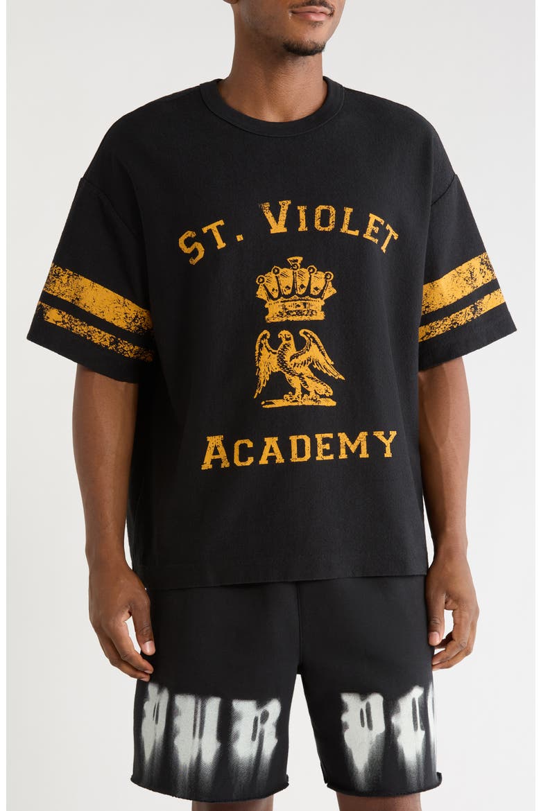St. Violet Stripes Textured T-Shirt, Main, color, BLACK