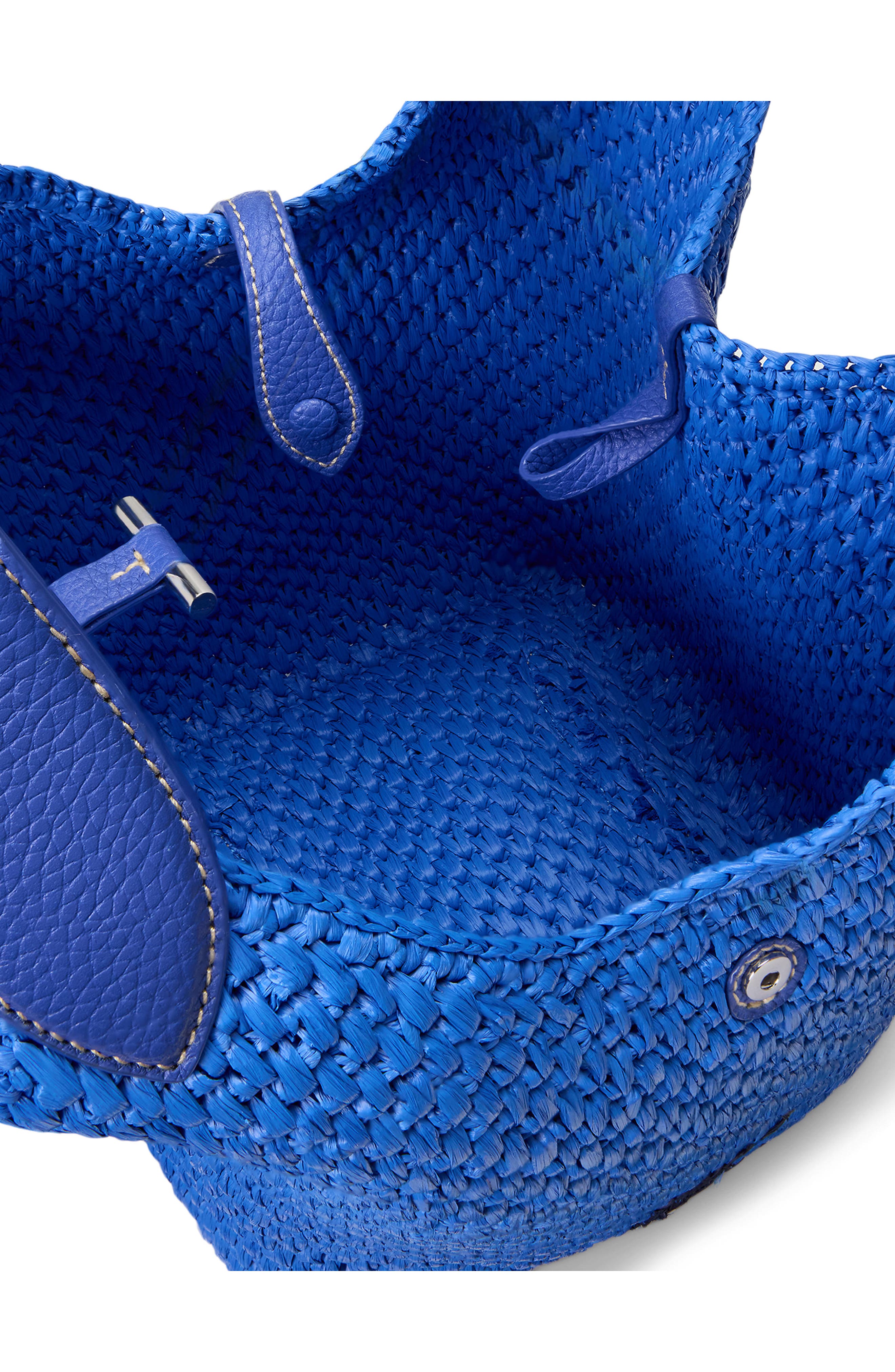 Polo Ralph Lauren Raffia & Leather Medium Tote, Alternate, color, Jellyfish