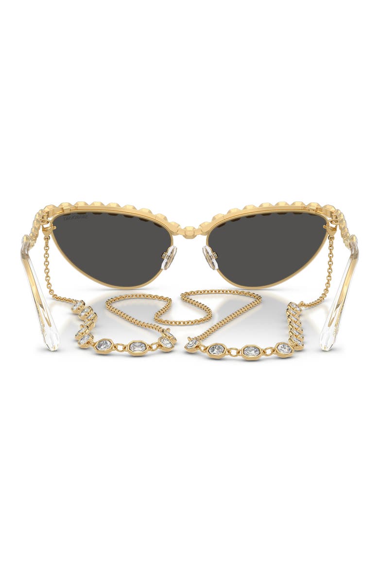 59mm Cat Eye Sunglasses with Chain, Alternate, color, GOLD / DARK GREY