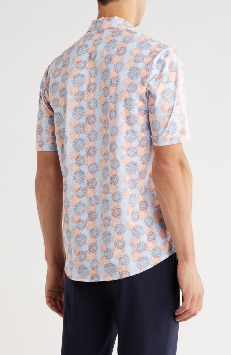 NICOBY Regular Fit Short Sleeve Stretch Button-Up Shirt, Alternate, color, Orange