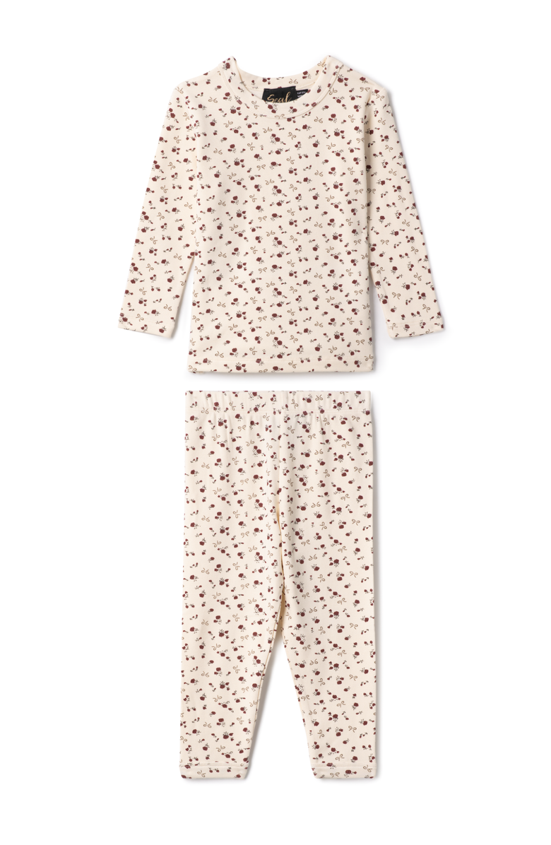 Seal Floral 2 Piece Long Sleeve Top and Pants Set, Main, color, Cream