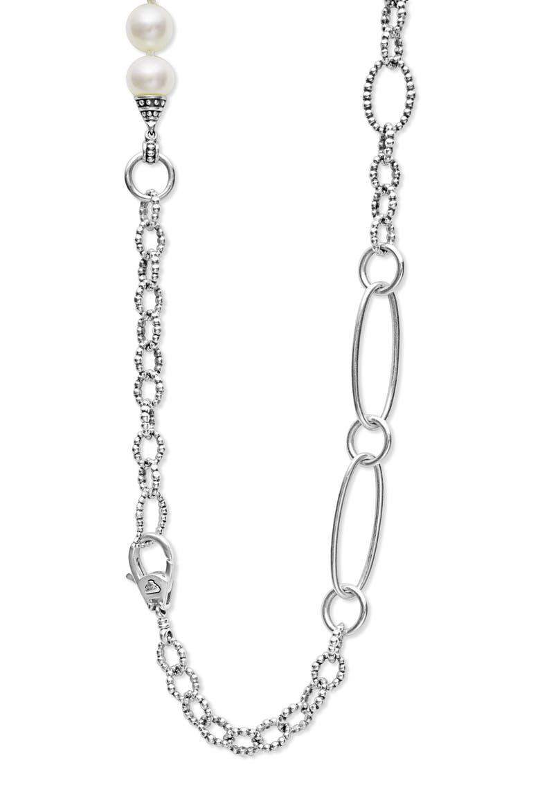 Luna Split Freshwater Pearl Chain Necklace, Alternate, color, GOLD