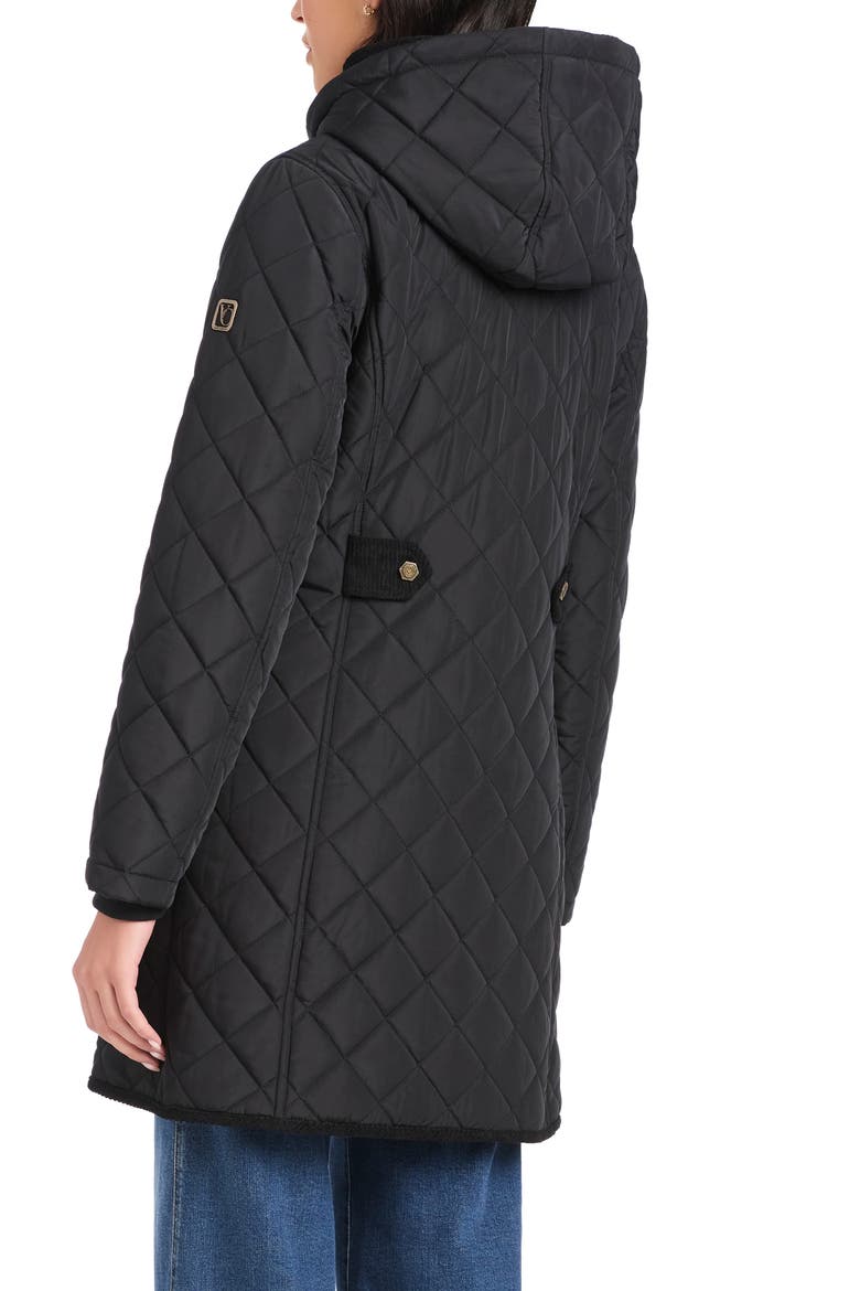Water Resistant Quilted Coat with Removable Hood, Alternate, color, BLACK