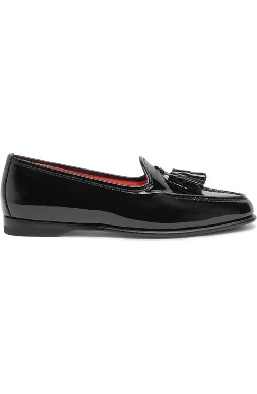 Santoni Women's Andrea Black Patent Tassel Loafer 