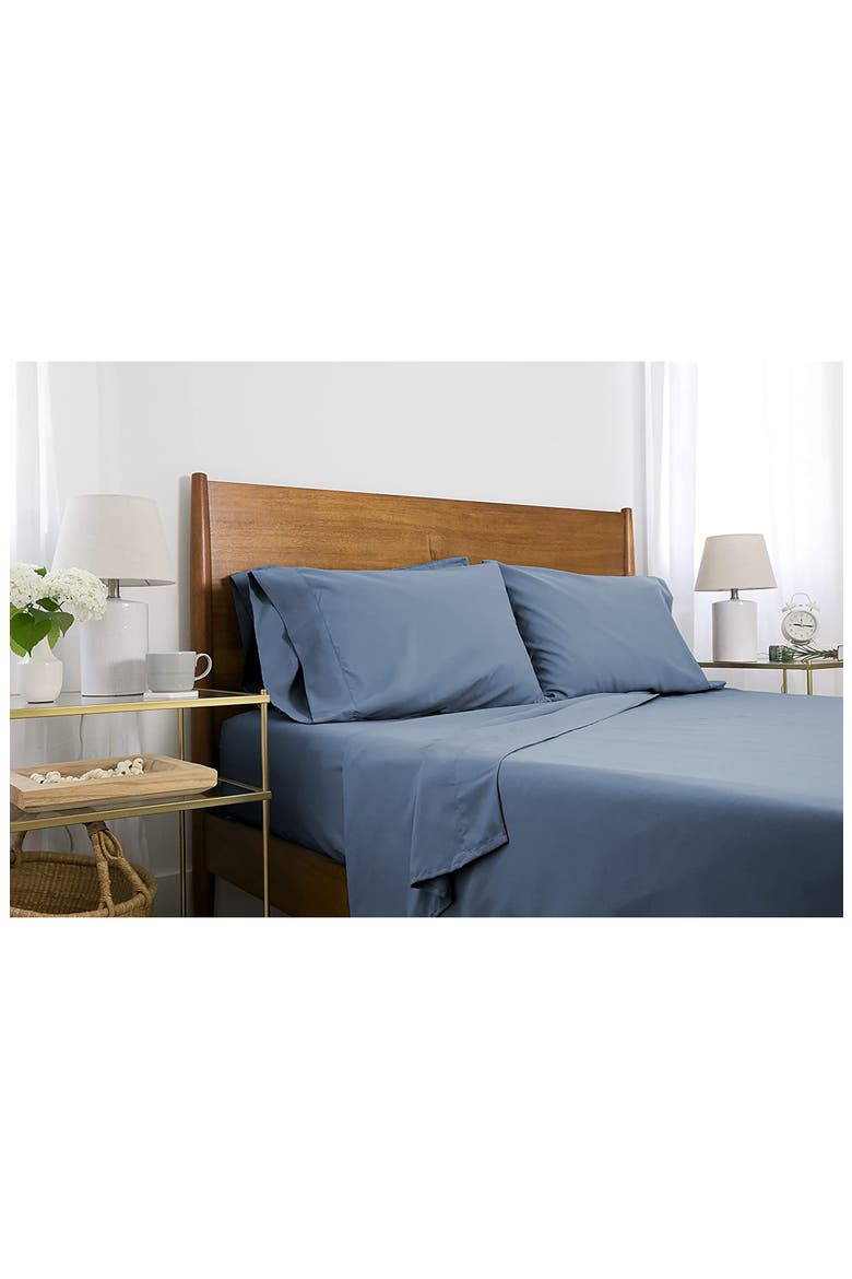 Southshore Essentials Double Brushed 100 GSM Sheet Set, Alternate, color, DENIM BLUE