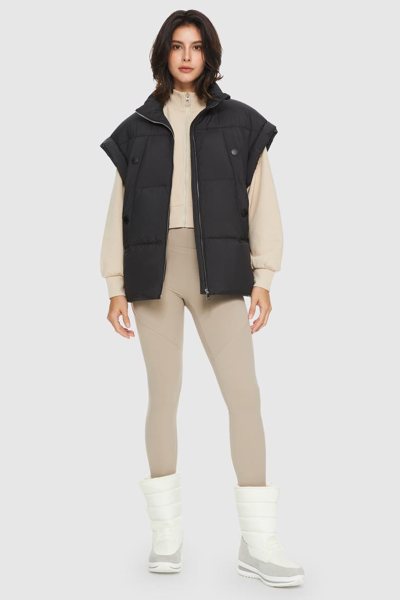Oversized Sleeveless Classic Puffer Vest, Main, color, Black