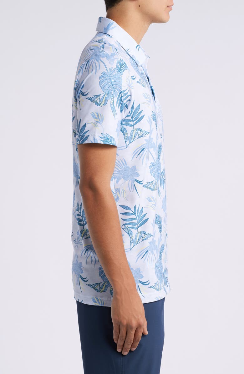 TravisMathew Featherweight Island Floral Polo, Alternate, color, Heather Light Grey/Blue