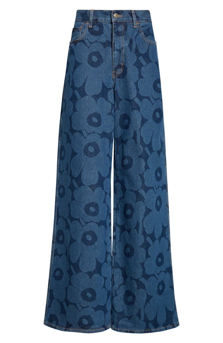 Marimekko Maridenim Unikko Wide Leg Jeans, Alternate, color, Mid Indigo