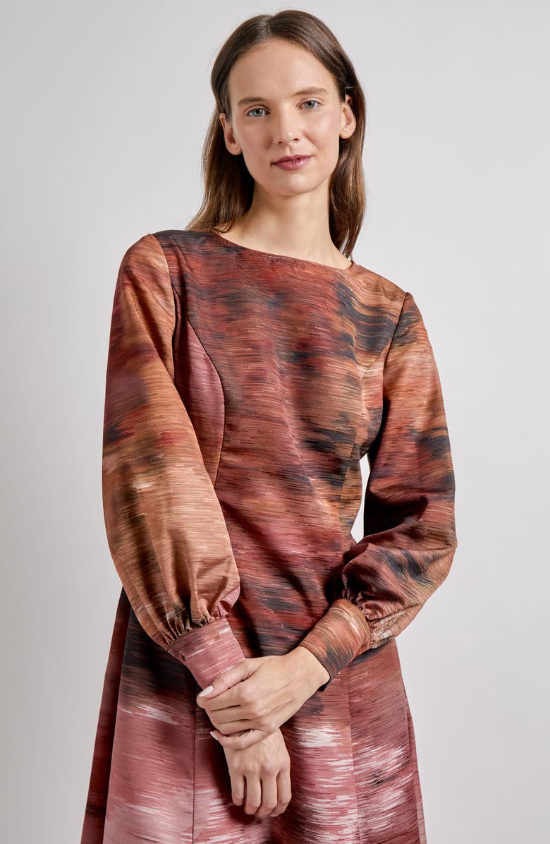 Misook Abstract Long Sleeve Maxi Dress, Alternate, color, Rose Bud/Multi