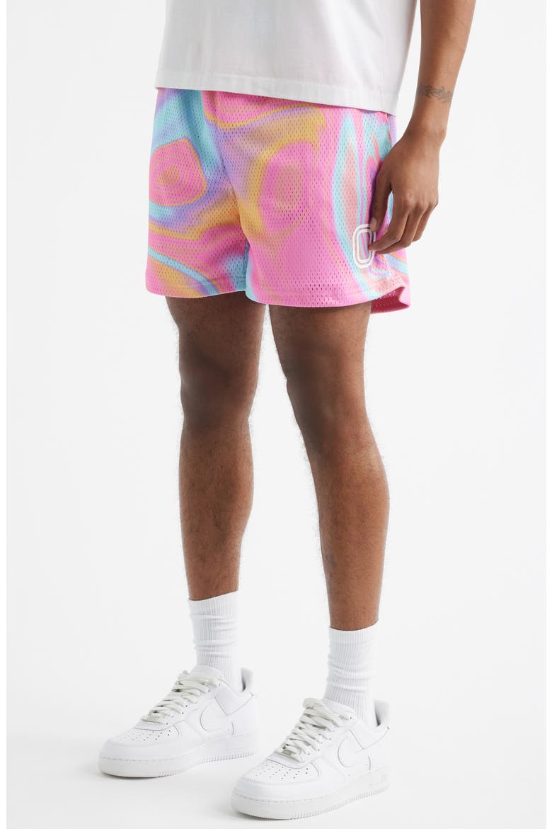 Splash Mesh Shorts, Alternate, color, PINK