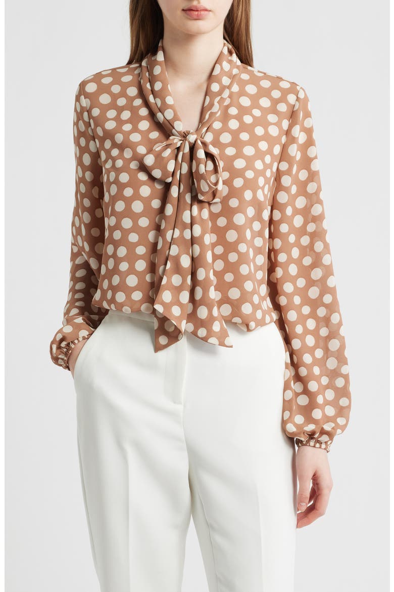 Bow Neck Top, Main, color, SAND IVORY