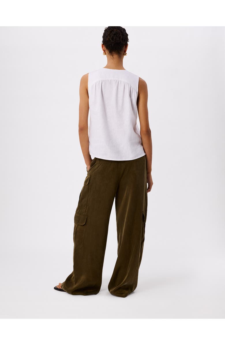 Whistles Laura Linen Button Up Tank Top, Alternate, color, White