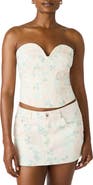 Steve Madden Roselia Floral Stretch Cotton Twill Bustier Top