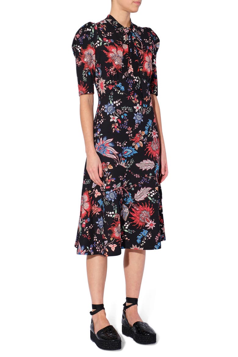 Norene Floral Print Midi Dress, Main, color, BLACK / MULTI