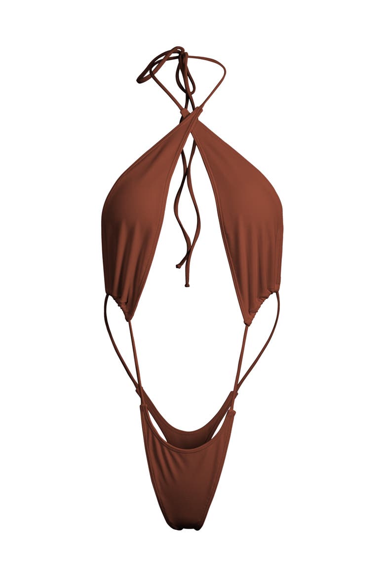 New Belafonte One Piece Swimsuit, Alternate, color, Brown