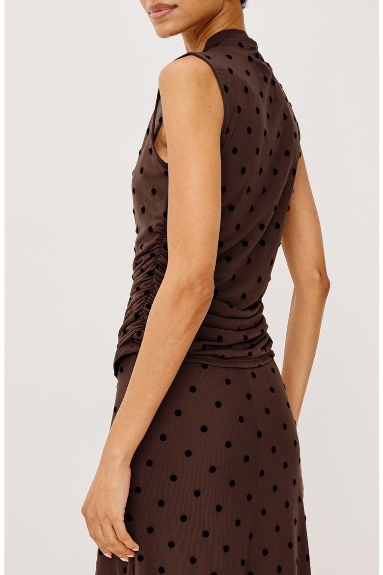 Lauris Polka Dot Mesh Sleeveless Top, Alternate, color, CHOCOLATE POLKA DOT