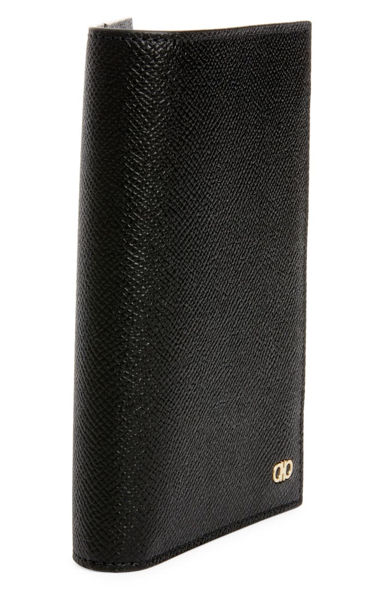 FERRAGAMO Micro Gancio Leather Passport Holder, Alternate, color, Nero