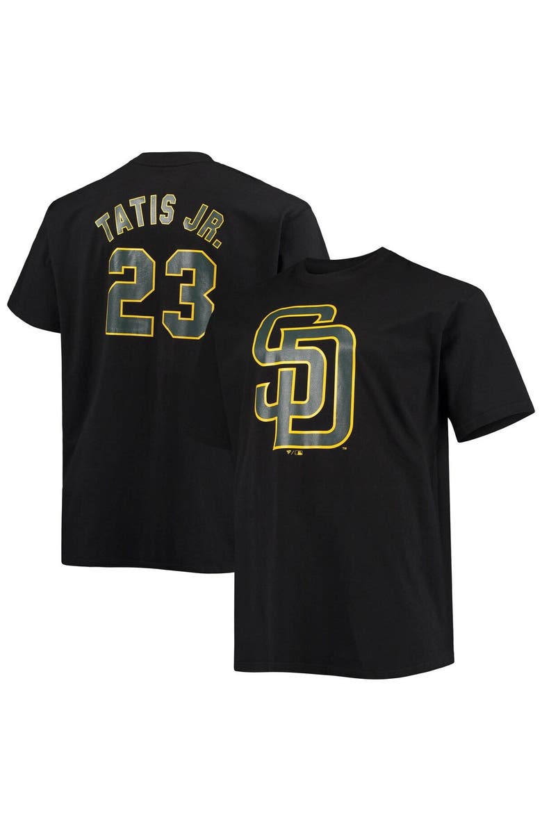 FANATICS Men's Fanatics Branded Fernando Tatis Jr. Black San Diego Padres Big & Tall Wordmark Name & Number T-Shirt, Main, color, Black