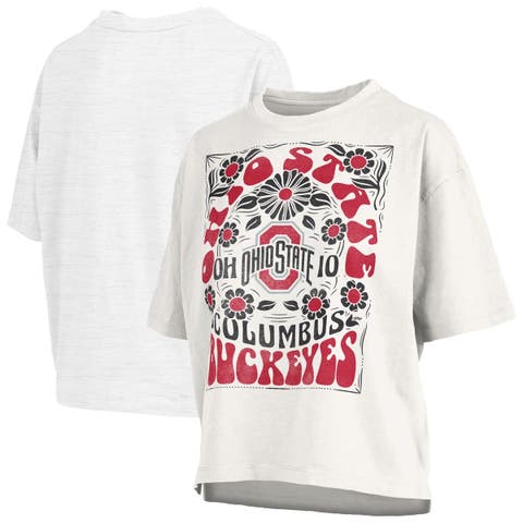 Women's Pressbox White Ohio State Buckeyes Harmony Oversized T-Shirt