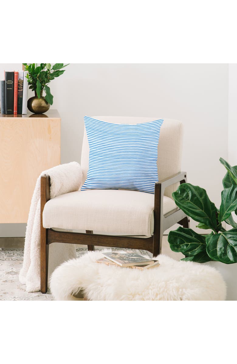 Deny Designs Blue Stripes Throw Pillow, Alternate, color, White