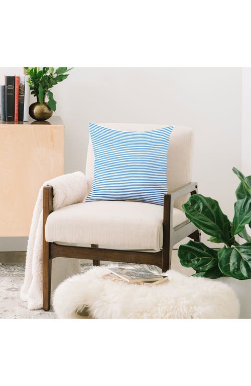Deny Designs Blue Stripes Throw Pillow In White