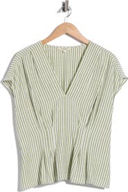 MAX STUDIO Striped V-Neck Top