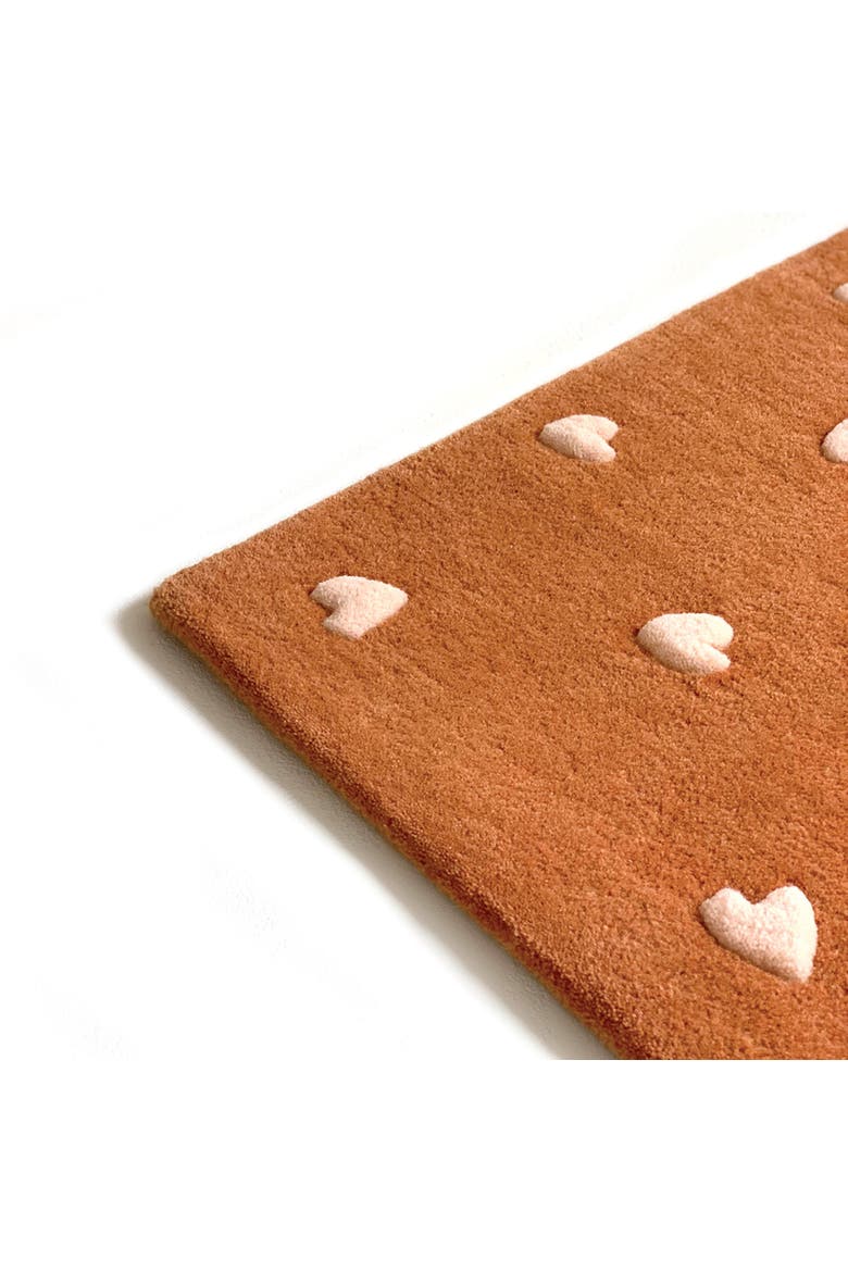 Hearts Rug, Alternate, color, Brown / Pink Print