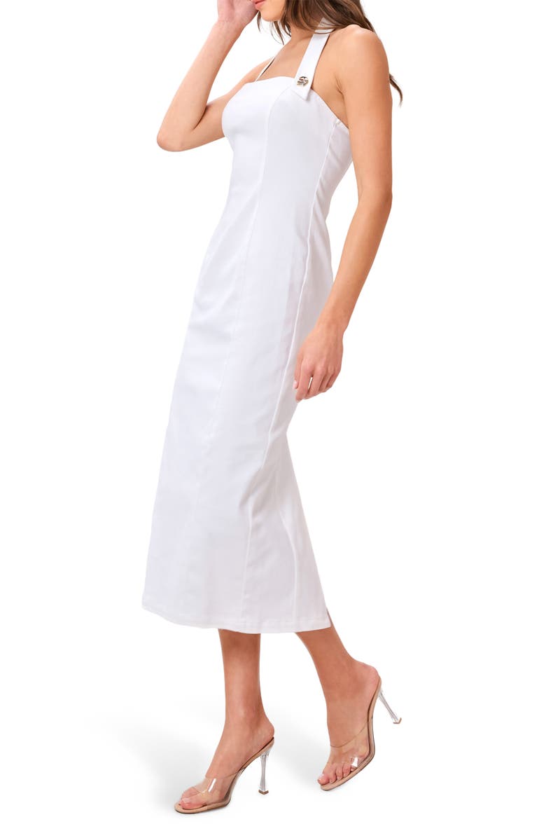 FLYING TOMATO Denim Midi Dress, Alternate, color, White