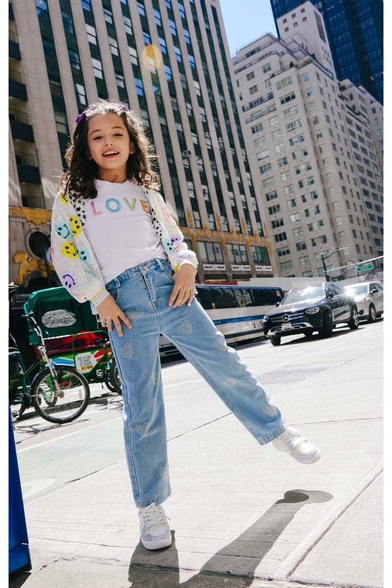 Crystal Heart Jeans, Alternate, color, Blue