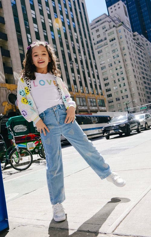 Lola + The Boys Crystal Heart Jeans In Blue