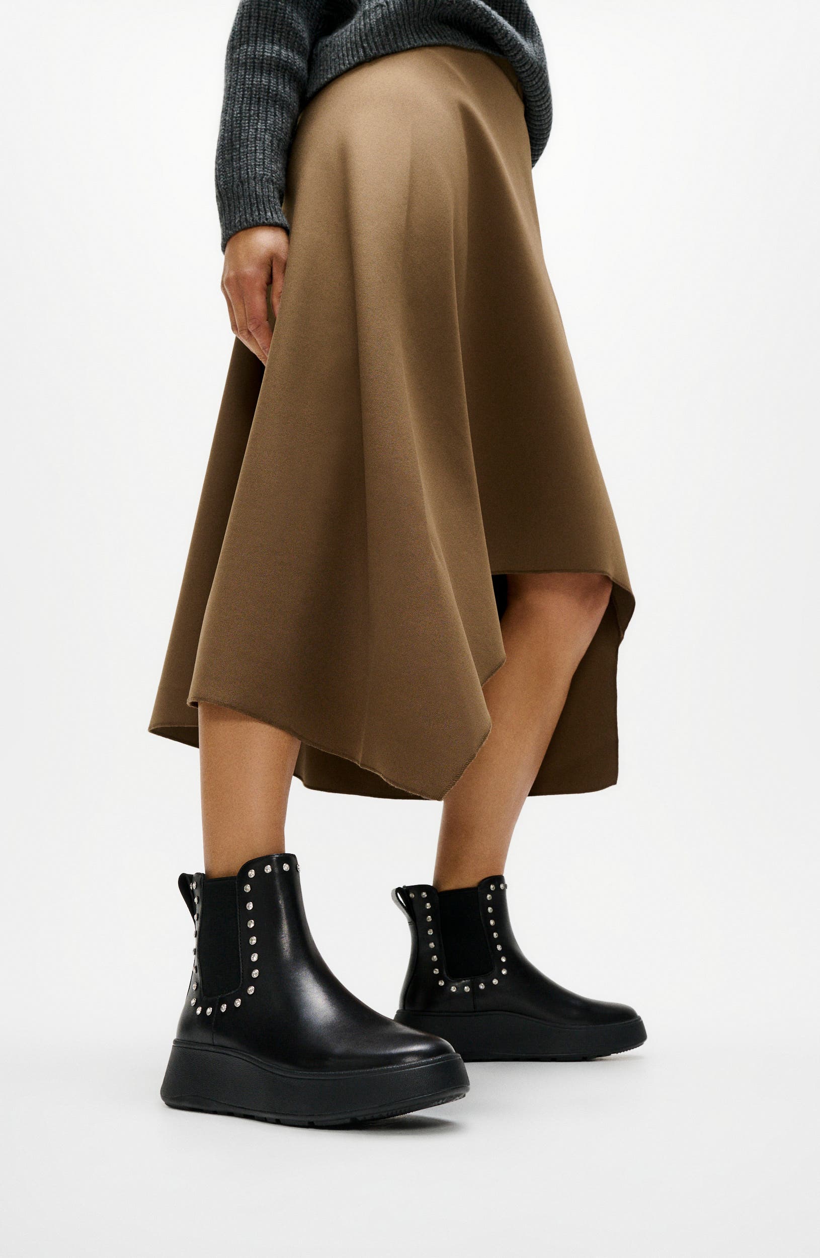 F-Mode Leather Chelsea Boot, Alternate, color, ALL BLACK