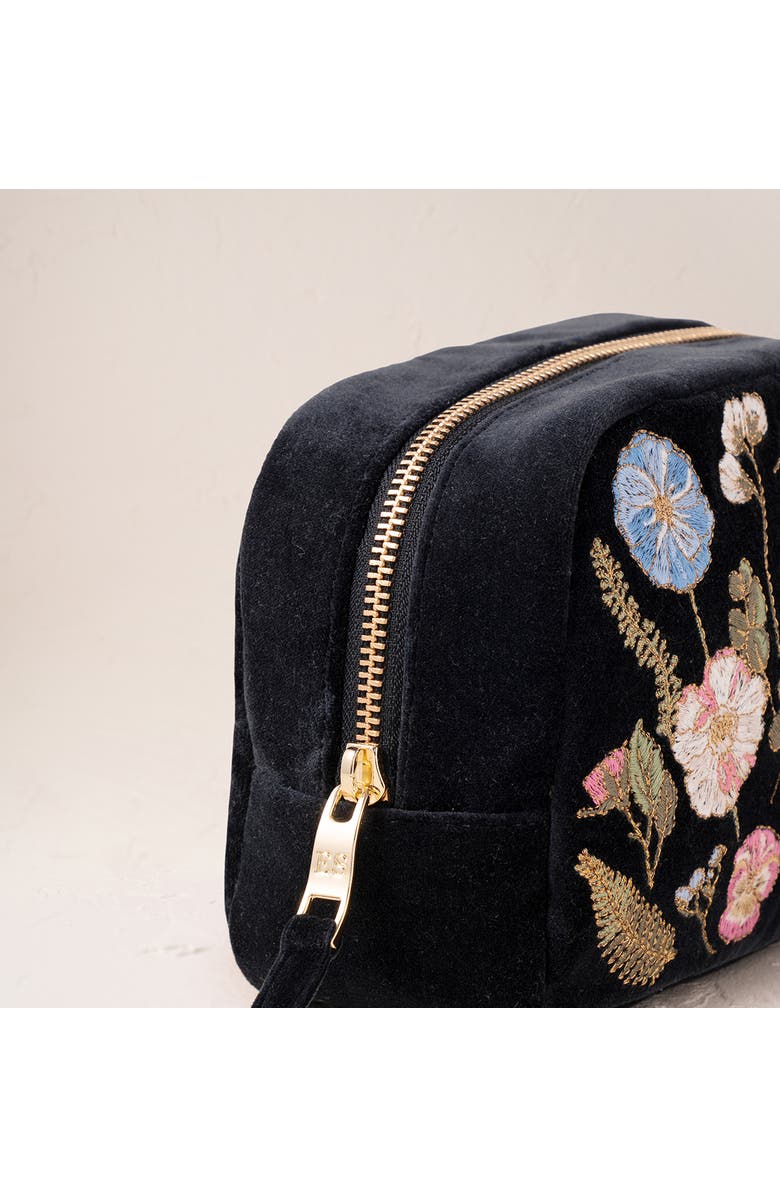 Elizabeth Scarlett Pressed Flowers Velvet Makeup Bag, Alternate, color,