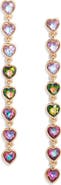 Open Edit Crystal Heart Linear Drop Earrings