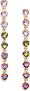 Open Edit Crystal Heart Linear Drop Earrings