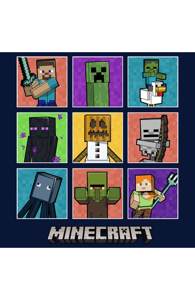 MINECRAFT Boy's Minecraft Character Boxes Graphic T-Shirt, Alternate, color, Navy Blue