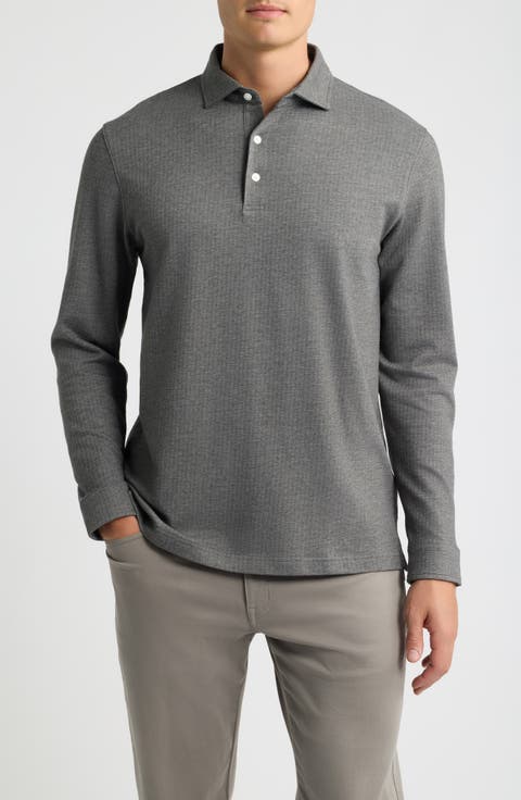 Herringbone Long Sleeve Polo