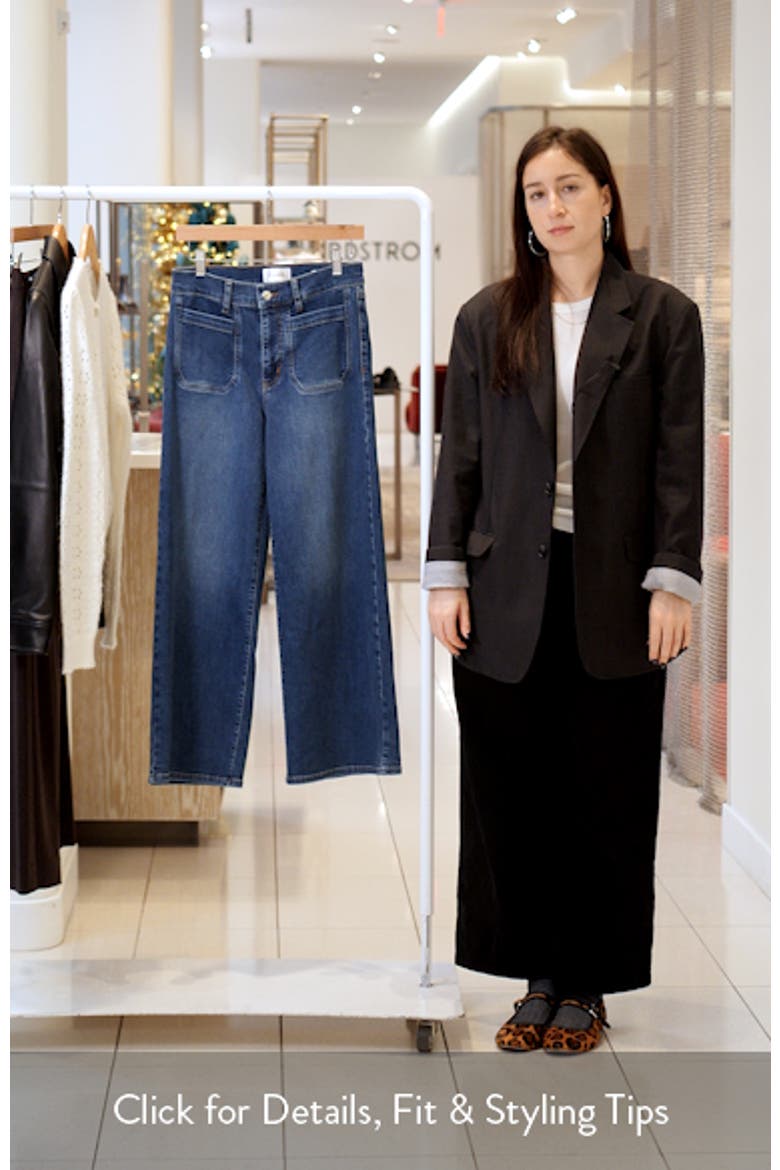 Le Pixie Slim Palazzo Patch Pocket High Waist Wide Leg Jeans video