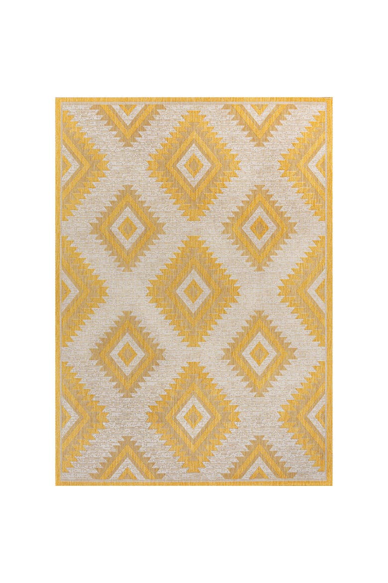 Lior Geometric Moroccan Diamond Indoor/Outdoor Area Rug, Main, color, Yellow/Cream