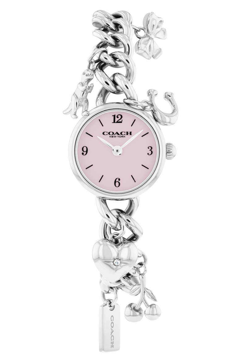 Iris Charm Bracelet Watch, 22.5mm, Main, color, SILVER