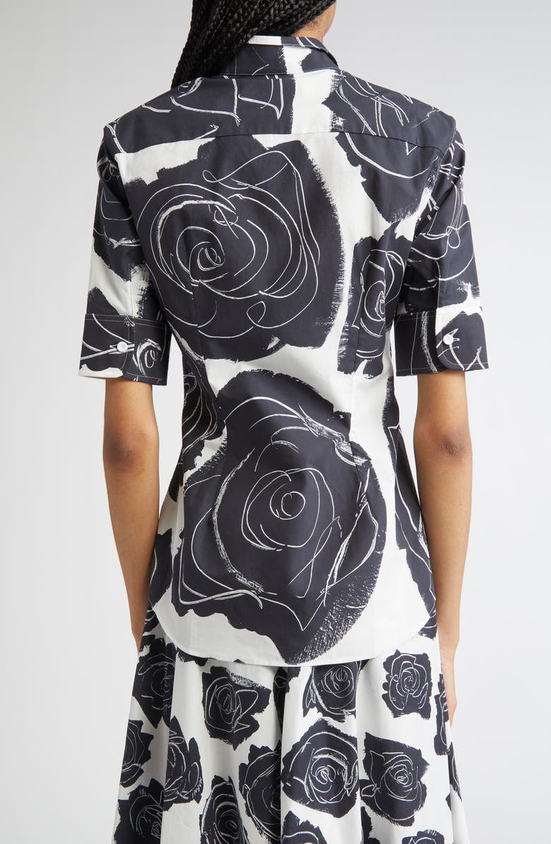 Marni Rose Print Cotton Poplin Shirt, Alternate, color, Lily/White