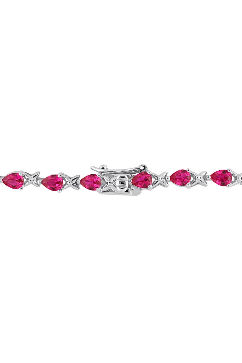 Lab-Created Gemstone Pear X Link Bracelet, Alternate, color, Lab-Created Ruby