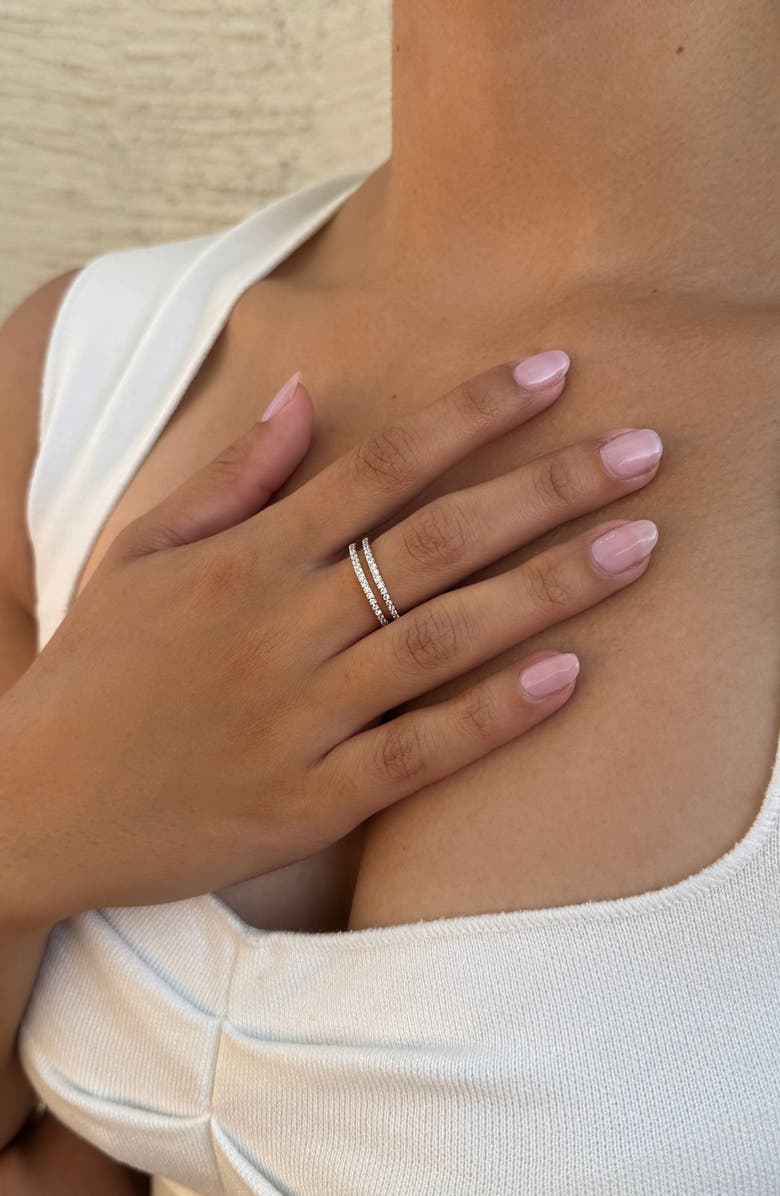 Adornia 14K Gold Plated Cubic Zirconia Double Band Ring, Alternate, color, Gold