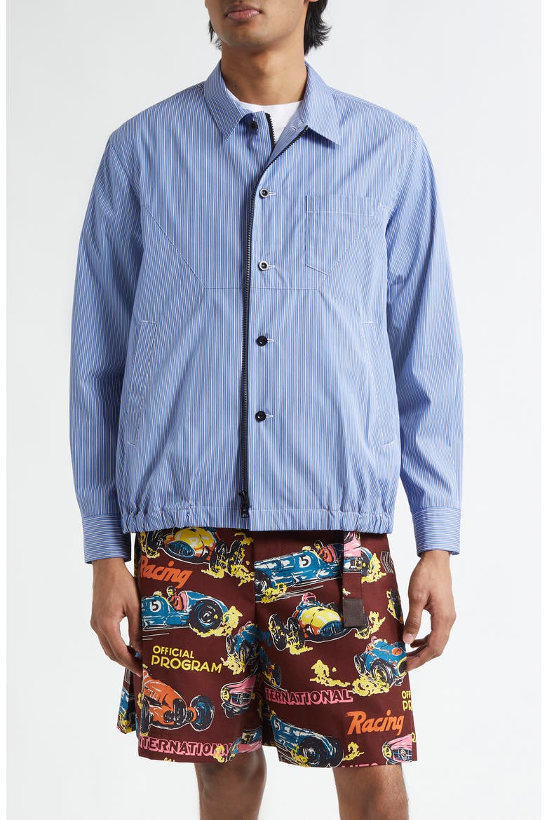 Sacai Stripe Cotton Poplin Shirt Jacket (Men) | Nordstrom