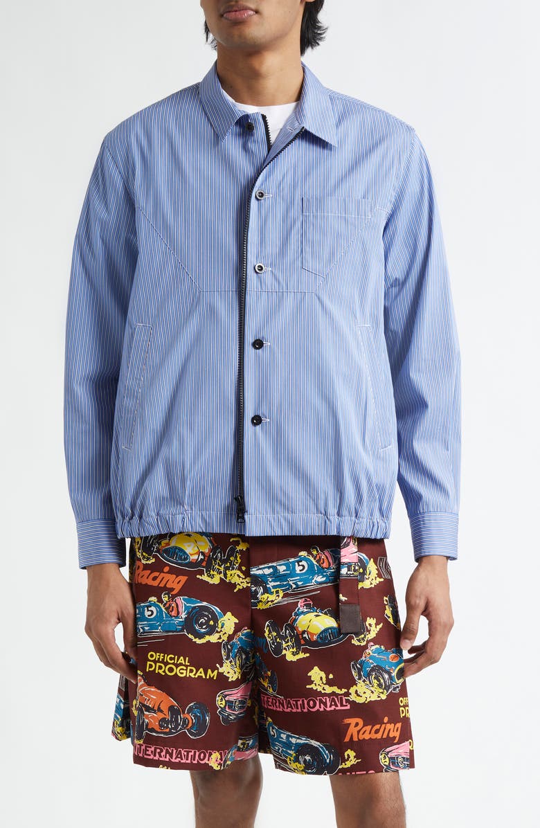 Sacai Stripe Cotton Poplin Shirt Jacket, Main, color, 