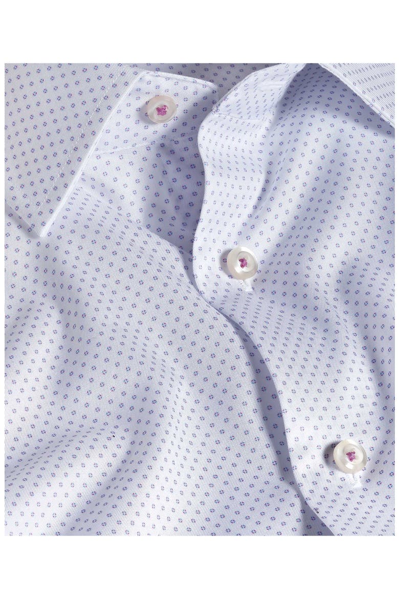 Trim Fit Micro Neat Print Dress Shirt, Alternate, color, WHITE/ BERRY