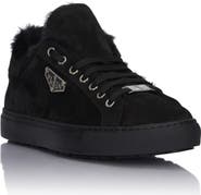 PHILIPP PLEIN Suede And Sheepskin Low Top Sneakers Men