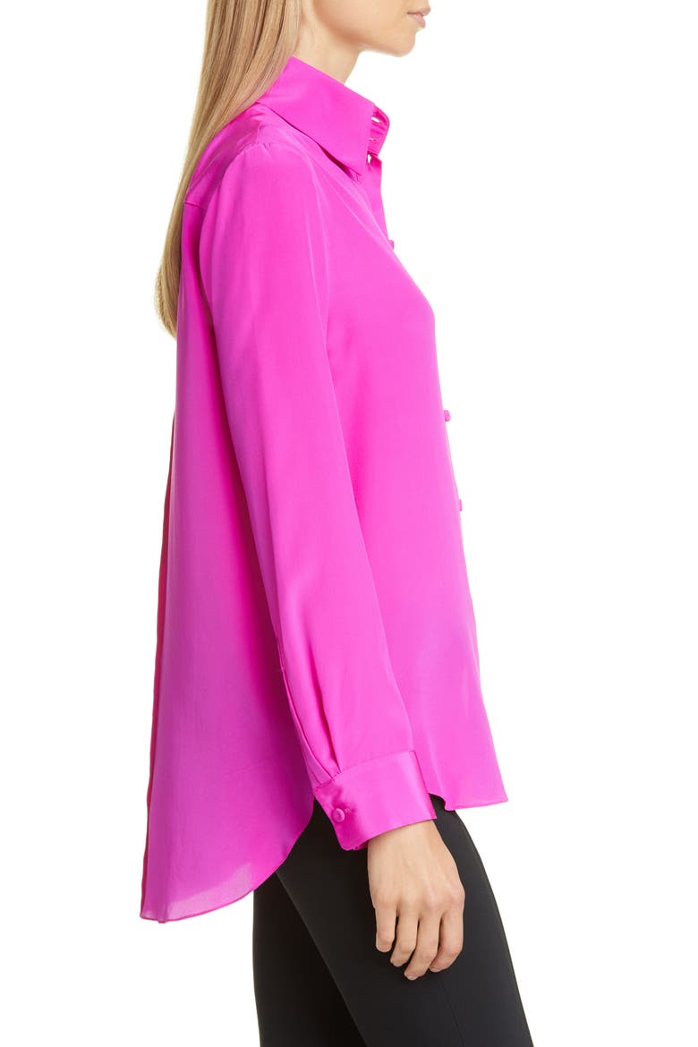Silk Crêpe de Chine Blouse, Alternate, color, HOT PINK