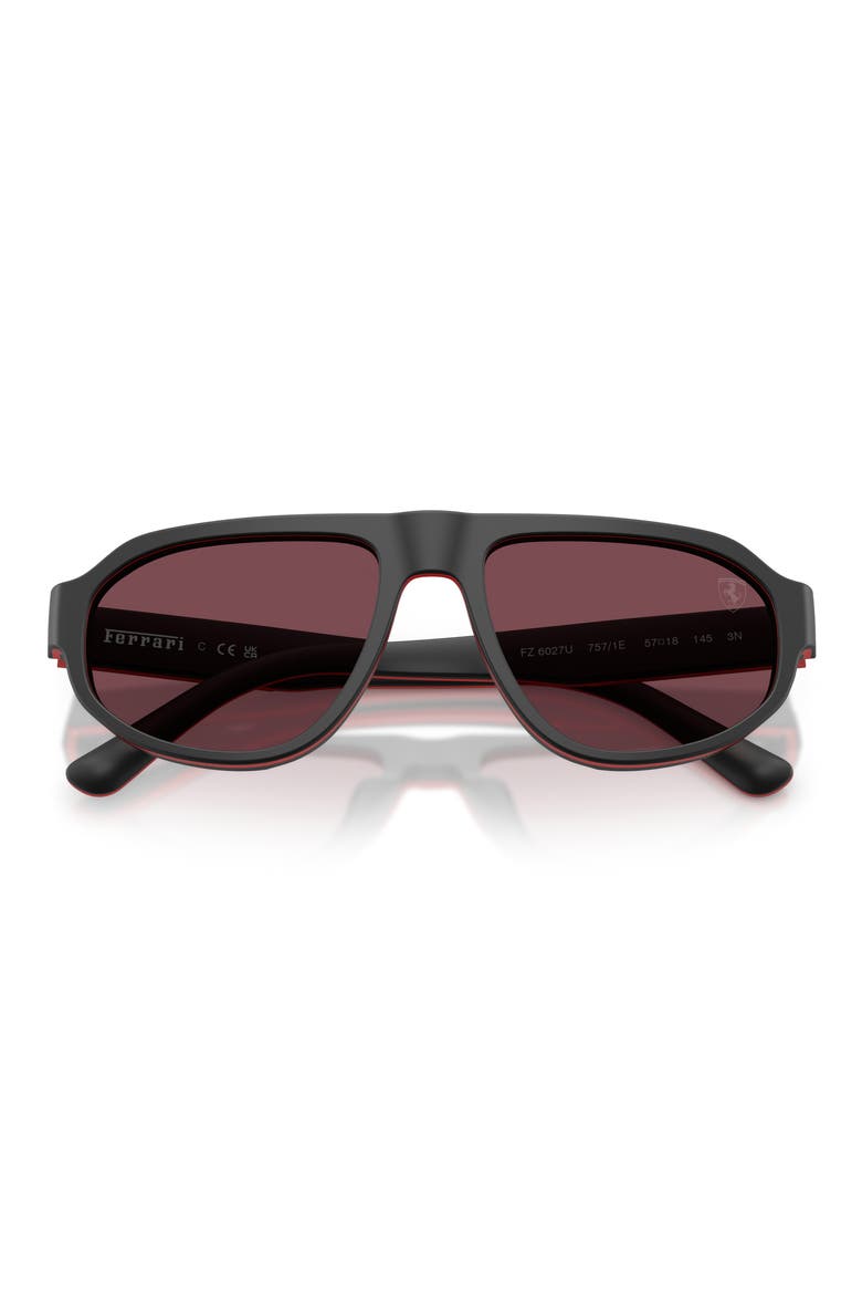 57mm Irregular Sunglasses, Alternate, color, BLACK MATTE RED BLACK